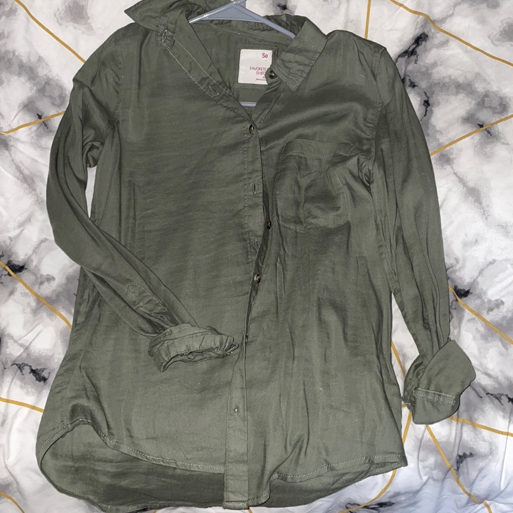 Olive green button up shirt